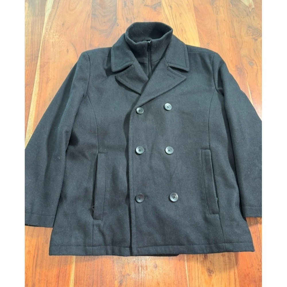 Black Rivet Men's Wool Peacoat Jacket Black Size L Double Breasted